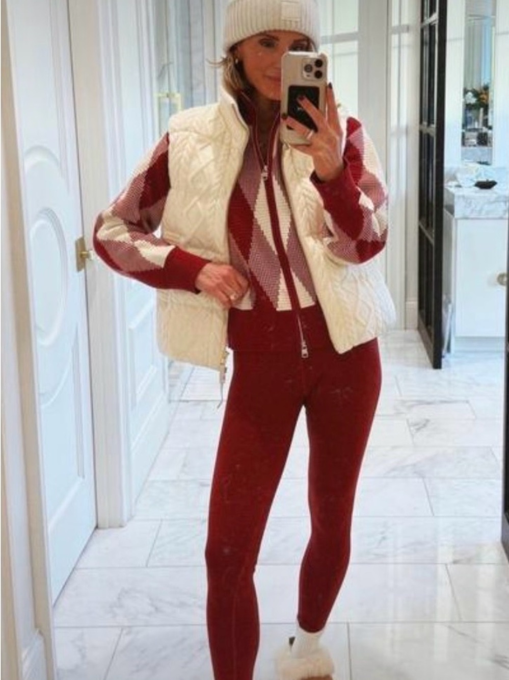 Varley Irina Cable Knit Puffer Vest